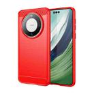 For Huawei Mate 60 Pro Brushed Texture Carbon Fiber TPU Phone Case(Red) - 1