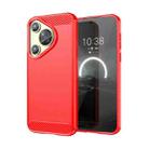 For Huawei P70 Brushed Texture Carbon Fiber TPU Phone Case(Red) - 1