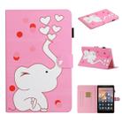 For Amazon Kindle Fire HD 8 (2016/2017/2018) Colored Drawing Pattern Horizontal Flip PU Leather Case with Holder & Card Slot & Sleep / Wake-up Function(Loving Elephant) - 1