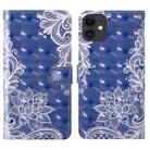 For iPhone 11 3D Painting Colored Drawing Pattern Horizontal Flip TPU + PU Leather Case with Holder & Card Slots & Wallet & Lanyard(White Lace) - 1