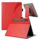 For Samsung Galaxy Tab S7 Lite / S7+ Litchi Texture Leather Sucker Tablet Case(Red) - 1