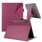 For Samsung Galaxy Tab S7 Lite / S7+ Litchi Texture Leather Sucker Tablet Case(Purple) - 1