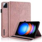 For Xiaomi Pad 6s Pro Tree Life Series Embossed Leather Tablet Case(Rose Gold) - 1