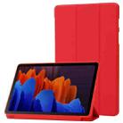 For Samsung Galaxy Tab S9 3-Fold Holder Silicone Leather Tablet Case(Red) - 1
