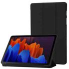 For Samsung Galaxy Tab S9 3-Fold Holder Silicone Leather Tablet Case(Black) - 1
