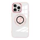 For iPhone 15 Pro Magnetic Rotating Ring Holder Acrylic Phone Case(Pink) - 1
