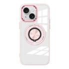 For iPhone 15 Plus Magnetic Rotating Ring Holder Acrylic Phone Case(Pink) - 1