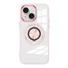 For iPhone 15 Magnetic Rotating Ring Holder Acrylic Phone Case(Pink) - 1