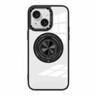 For iPhone 15 Magnetic Rotating Ring Holder Acrylic Phone Case(Black) - 1