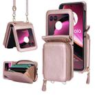 For Motorola Razr 40 Ultra Long and Short Lanyard Zipper Card Slot Foldable Phone Case(Pink) - 1