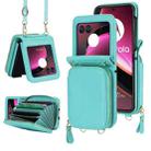 For Motorola Razr 40 Ultra Long and Short Lanyard Zipper Card Slot Foldable Phone Case(Mint Green) - 1