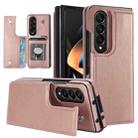 For Samsung Galaxy Z Fold4 Double Buckle Card Slot Foldable Phone Case(Rose Gold) - 1