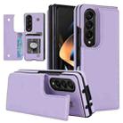 For Samsung Galaxy Z Fold4 Double Buckle Card Slot Foldable Phone Case(Purple) - 1