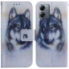 For Motorola Moto G14 Coloured Drawing Flip Leather Phone Case(White Wolf) - 1