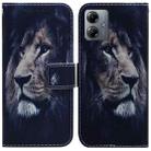 For Motorola Moto G14 Coloured Drawing Flip Leather Phone Case(Lion) - 1