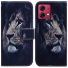 For Motorola Moto G84 Coloured Drawing Flip Leather Phone Case(Lion) - 1