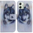 For Motorola Moto G54 Coloured Drawing Flip Leather Phone Case(White Wolf) - 1