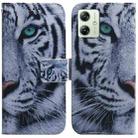 For Motorola Moto G54 Coloured Drawing Flip Leather Phone Case(Tiger) - 1
