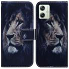 For Motorola Moto G54 Coloured Drawing Flip Leather Phone Case(Lion) - 1