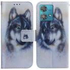 For Motorola Edge 40 Neo Coloured Drawing Flip Leather Phone Case(White Wolf) - 1