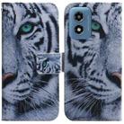 For Motorola Moto G Play 4G 2024 Coloured Drawing Flip Leather Phone Case(Tiger) - 1