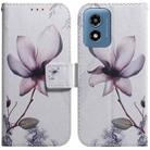 For Motorola Moto G Play 4G 2024 Coloured Drawing Flip Leather Phone Case(Magnolia) - 1