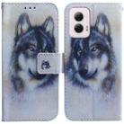 For Motorola Moto G Power 5G 2024 Coloured Drawing Flip Leather Phone Case(White Wolf) - 1