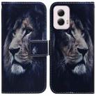 For Motorola Moto G Power 5G 2024 Coloured Drawing Flip Leather Phone Case(Lion) - 1