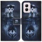 For Motorola Moto G Power 5G 2024 Coloured Drawing Flip Leather Phone Case(Wolf and Dog) - 1