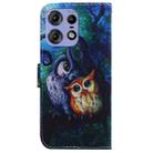 For Motorola Edge 50 Pro Coloured Drawing Flip Leather Phone Case(Oil Painting Owl) - 3