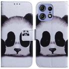 For Motorola Edge 50 Pro Coloured Drawing Flip Leather Phone Case(Panda) - 1