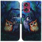 For Motorola Edge 50 Fusion Coloured Drawing Flip Leather Phone Case(Oil Painting Owl) - 1