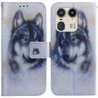 For Motorola Edge 50 Ultra Coloured Drawing Flip Leather Phone Case(White Wolf) - 1