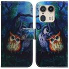 For Motorola Edge 50 Ultra Coloured Drawing Flip Leather Phone Case(Oil Painting Owl) - 1