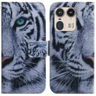 For Motorola Edge 50 Ultra Coloured Drawing Flip Leather Phone Case(Tiger) - 1