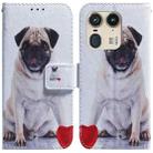 For Motorola Edge 50 Ultra Coloured Drawing Flip Leather Phone Case(Pug) - 1