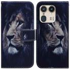 For Motorola Edge 50 Ultra Coloured Drawing Flip Leather Phone Case(Lion) - 1