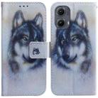 For Motorola Edge 2024 Coloured Drawing Flip Leather Phone Case(White Wolf) - 1