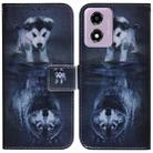 For Motorola Moto G04s / Moto E14 Coloured Drawing Flip Leather Phone Case(Wolf and Dog) - 1