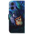 For Motorola Moto G85 Coloured Drawing Flip Leather Phone Case(Oil Painting Owl) - 3