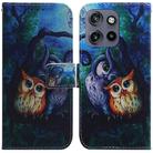 For Motorola Edge 50 Neo 5G Global Coloured Drawing Flip Leather Phone Case(Oil Painting Owl) - 1