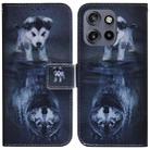 For Motorola Edge 50 Neo 5G Global Coloured Drawing Flip Leather Phone Case(Wolf and Dog) - 1