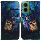 For Motorola Moto G35 Coloured Drawing Flip Leather Phone Case(Oil Painting Owl) - 1