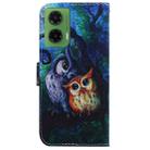 For Motorola Moto G35 Coloured Drawing Flip Leather Phone Case(Oil Painting Owl) - 3