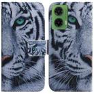 For Motorola Moto G35 Coloured Drawing Flip Leather Phone Case(Tiger) - 1