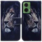 For Motorola Moto G35 Coloured Drawing Flip Leather Phone Case(Lion) - 1