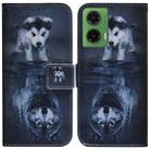 For Motorola Moto G35 Coloured Drawing Flip Leather Phone Case(Wolf and Dog) - 1