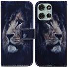 For Motorola Moto G75 5G Coloured Drawing Flip Leather Phone Case(Lion) - 1