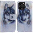 For Motorola Moto G 5G 2025 Coloured Drawing Flip Leather Phone Case(White Wolf) - 1