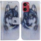 For Motorola Moto G05 / E15 Coloured Drawing Flip Leather Phone Case(White Wolf) - 1